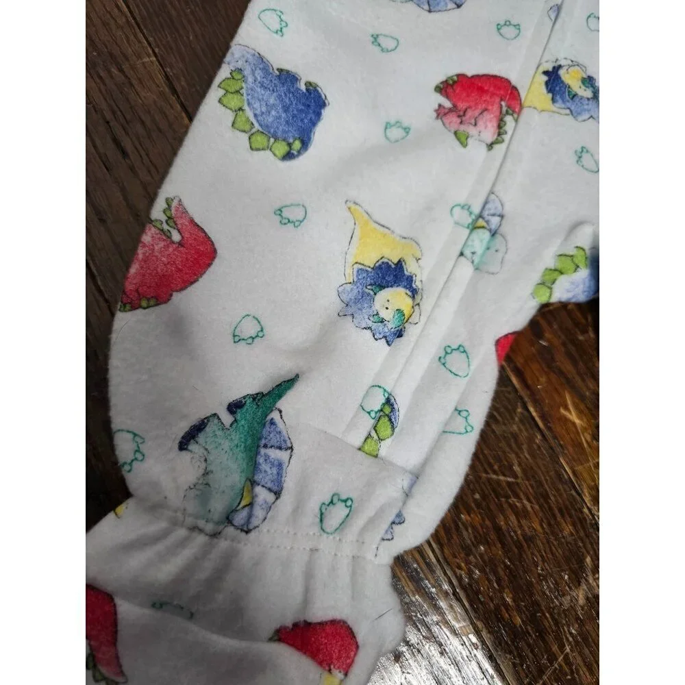 Vintage 90s Carter's Primary Colors Dinosaur Print Footed Bodysuit 0-6 Months